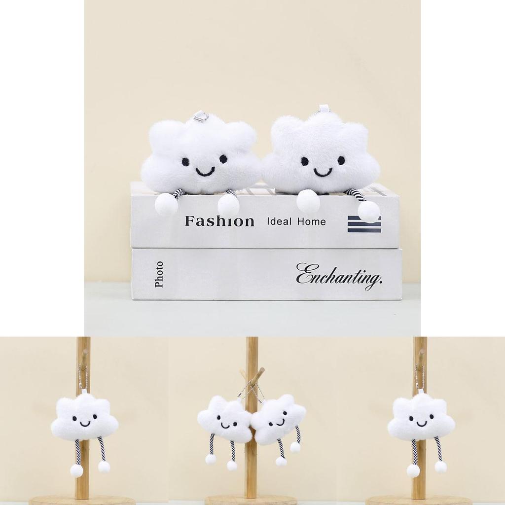 Charming White Cloud Plush Toy With Soft Fabric And Cute Design For Keychain Use
