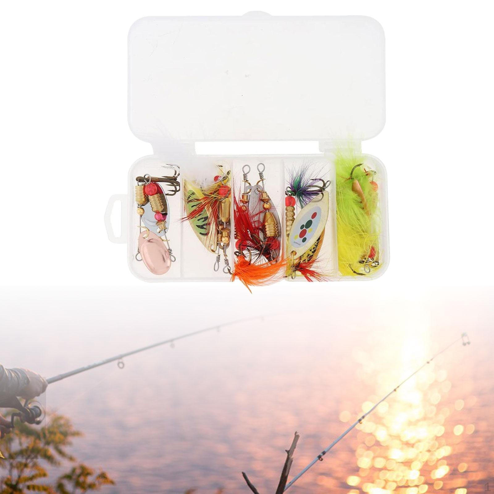 

10 Pieces Fishing Lures Spinnerbait Hard Metal Inline Spinnerbaits Assorted with Box Style B