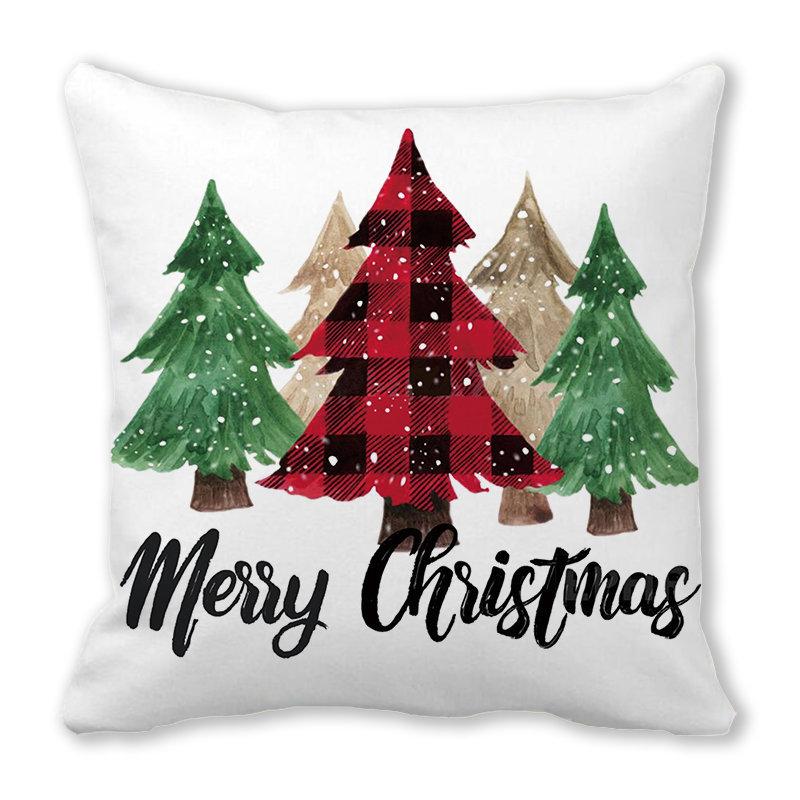 Christmas Decoration Christmas Tree Print Pattern Cushion Cover Home Living Room Sofa Decoration Pillow Pillow Cover 45x45cm