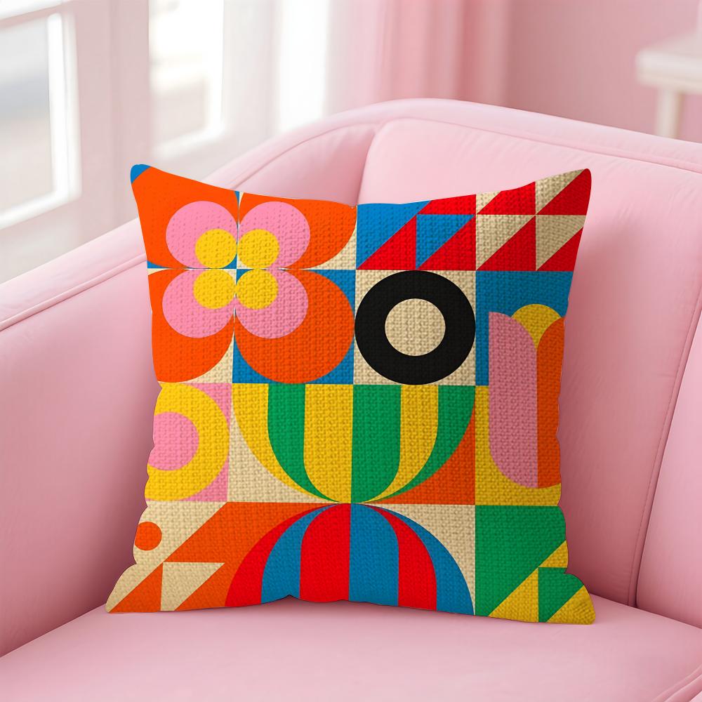 Geometric Patterns Luxury Cushion Cover Natural Linen Pillow Case DoubleSided Print Decorative Sofa Pillowcase Home Decor Gift