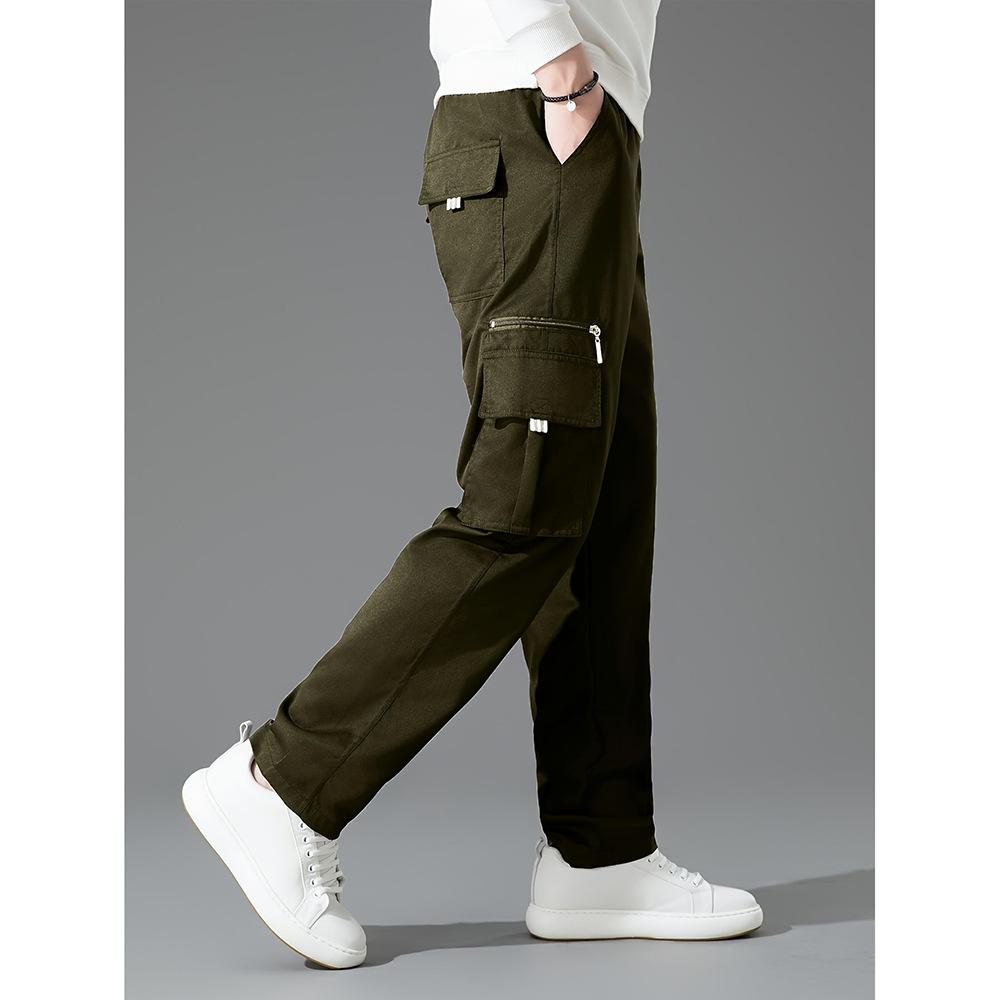 Multi-pocket tooling casual pants men's spring and autumn new straight sweatpants loose long pants