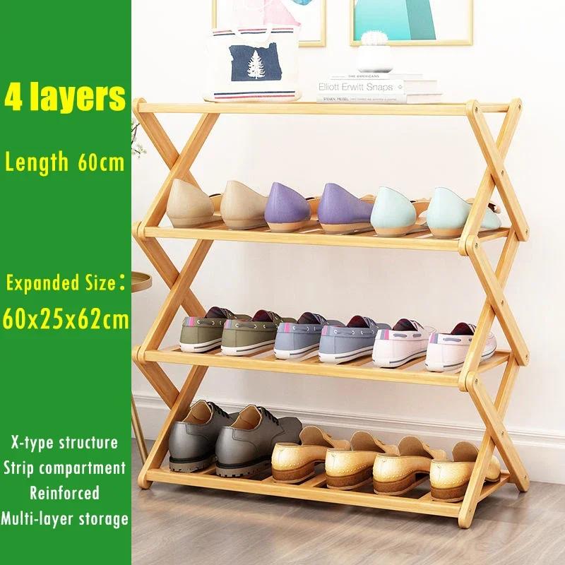 Multilayer Bamboo Folding Shoe Rack Entrance Hallway Storage Shelf Home Furniture Shoes Cabinet Space Saving Organizer