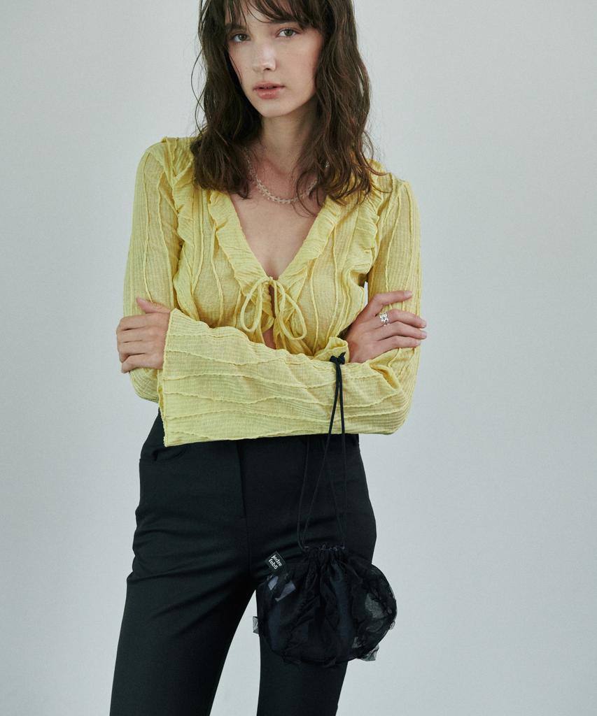 Jedrefeb5 Sheer Ruffle Pouch Reversible 2 Colors