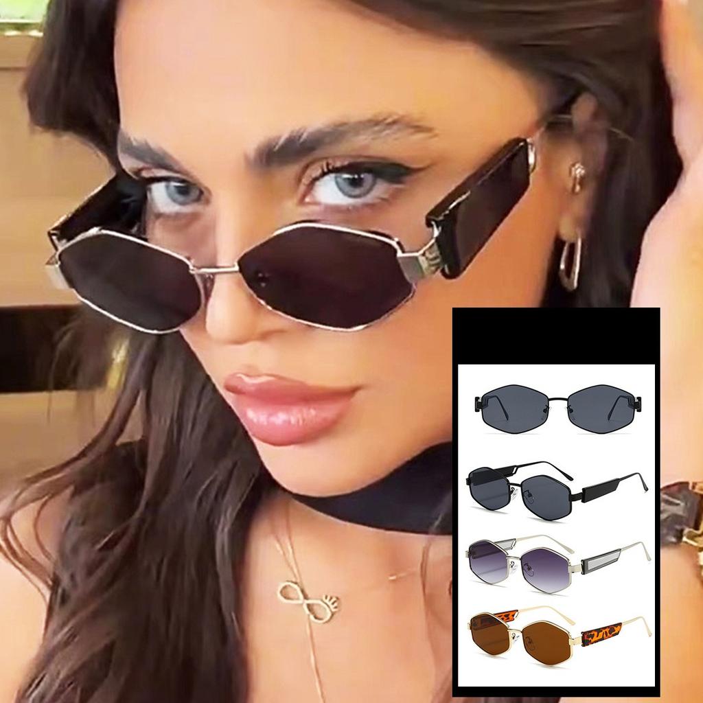 New Polygonal Metal Frame Sunglasses UV400 UV Resistant Fashionable Light Luxury High-end Sunshade Diamond Glasses