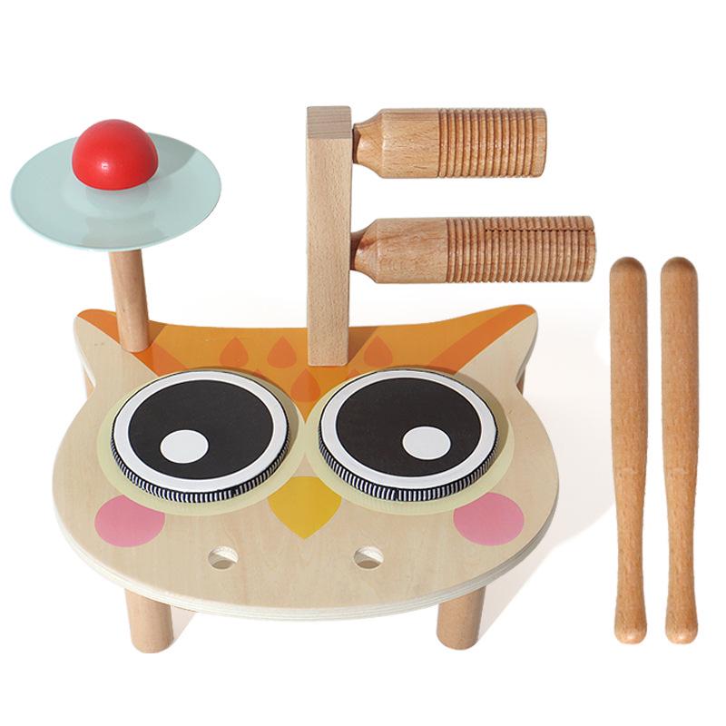 

Детская деревянная музыкальная подставка и барабанная установка Монтессори игрушка ксилофон