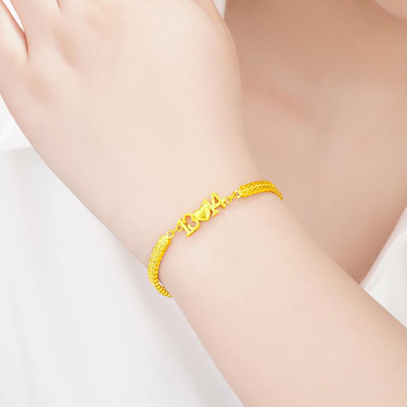 Gilded Brass Swan Heart Bangle, Vietnam Sand Gold Women’s Fashion Bracelet