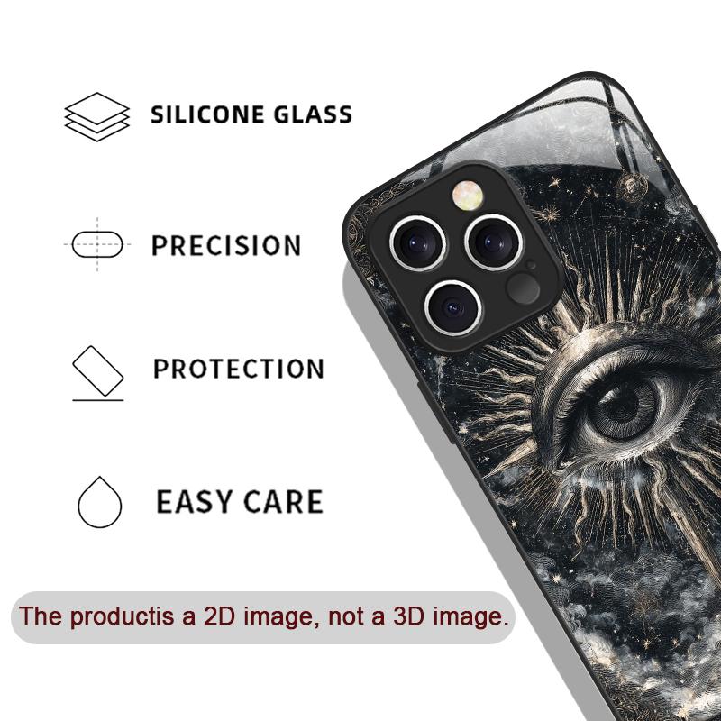 Retro Devil Eye Mysterious Totem Tempered Glass Phone Case for IPhone 17 16 Pro Max 15 14 13 12 Mini 11 X XS MAX 7 8 Plus Cover