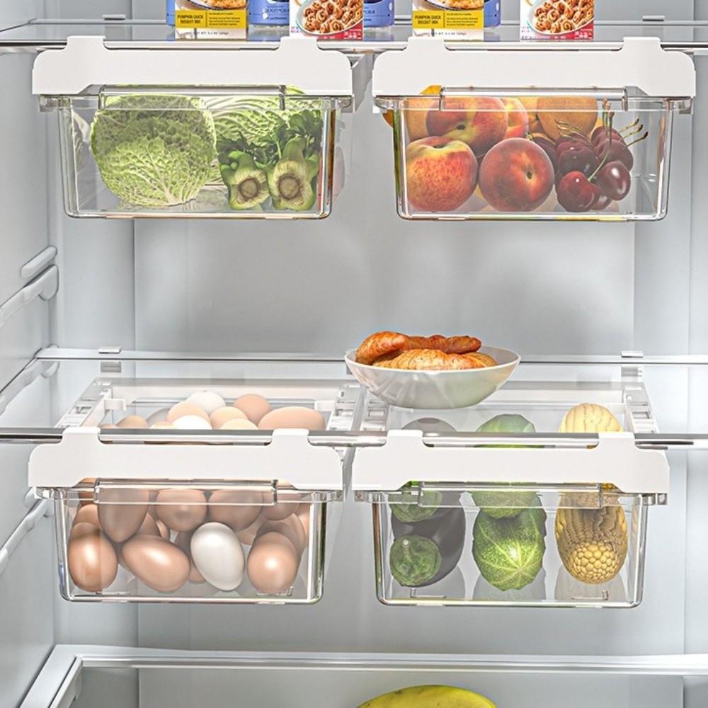 Sliding Kitchen Storage Box Stackable Fruit Preservation Organizer  Kitchen