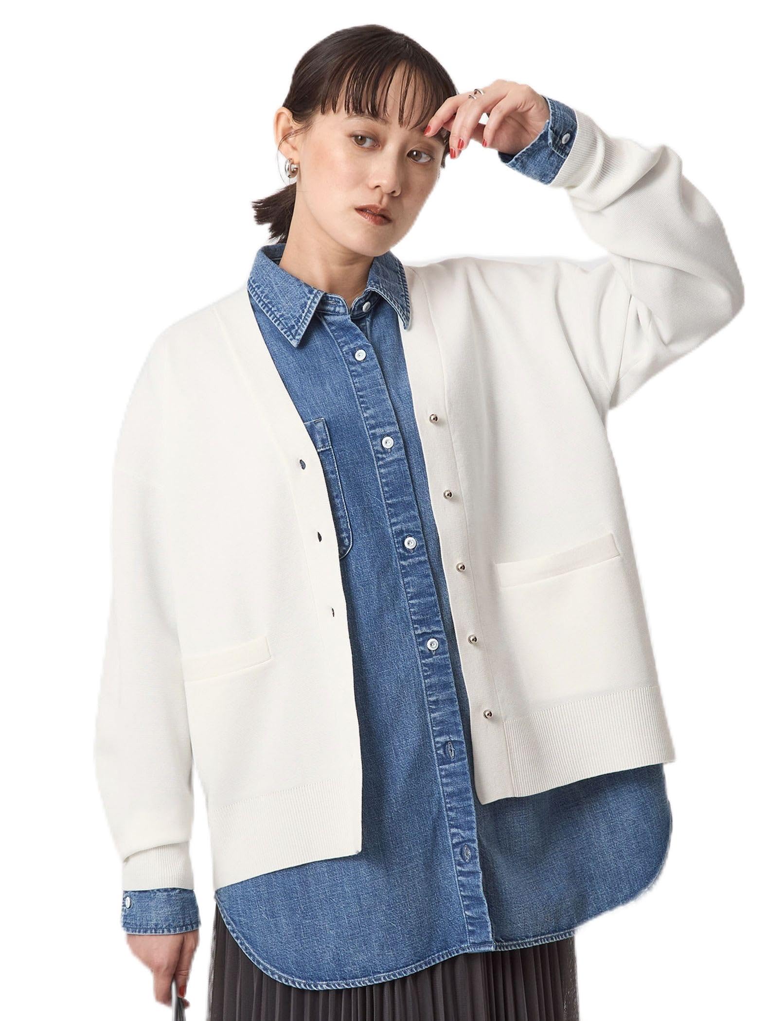 

United Arrows Green Label Relaxing Washable Puff Knit Cardigan, 36281190960, 0300, OFF WHITE (03), FREE Shipping