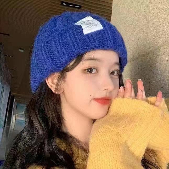 Women's Wool Hat with Big Head Circumference Showing Face with Small Thick Needle Knitted Hat with Versatile Style Student Trend Baotou Cold Hat