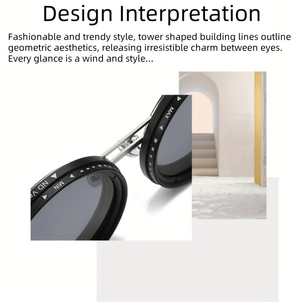 Latest metal round men's and women's UV resistant glasses with adjustable lenses suitable for outdoor wear and outdoor photography