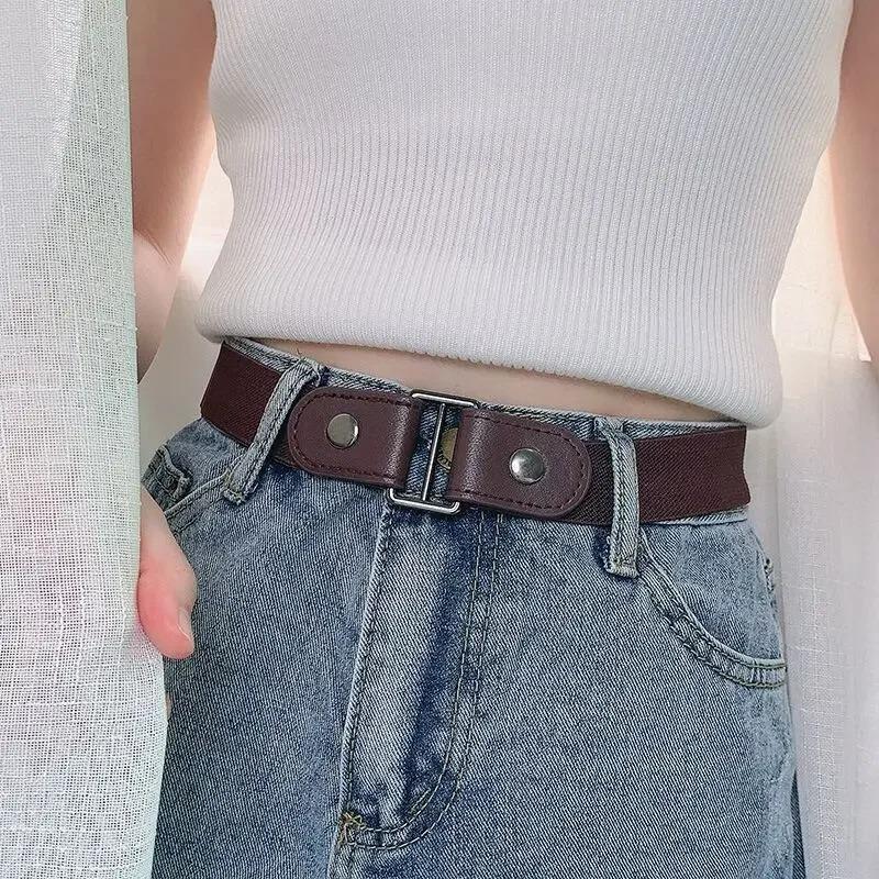 Lazy Belt Invisible Seamless Automatic Buckle Punching-free Elastic Belts for Men and Women Adjustable Belts Corset Belt