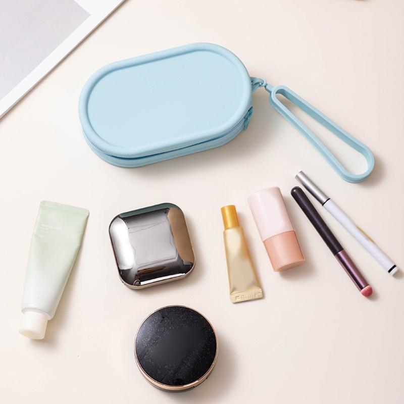 Portable Silicone Coin Purse Waterproof Zipper Travel Pouch Large Capacity Solid Color Earphone Bag Students