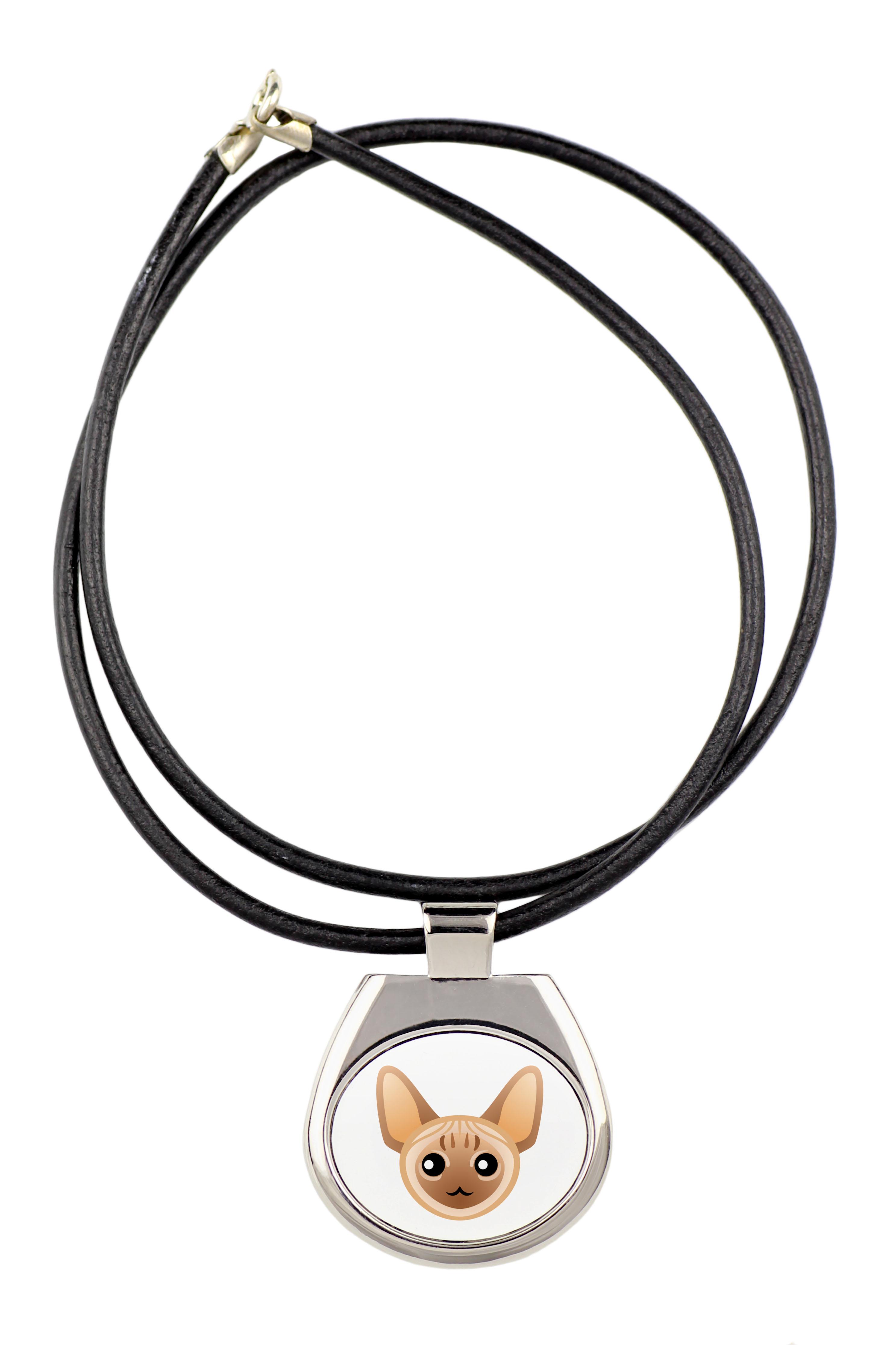 

Devon Rex - pendant necklace with graphic on a chain strap by Art-Dog brand
