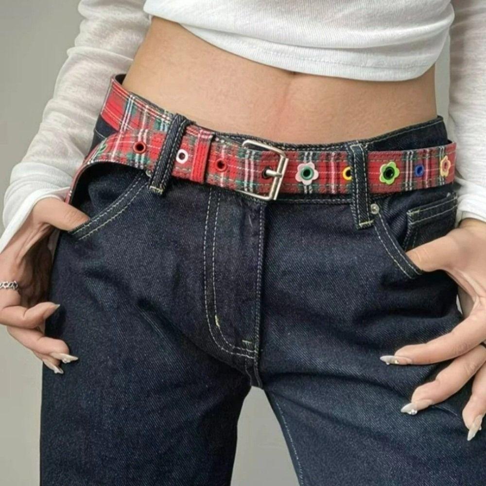 Adjustable Dopamine Flower Belt Y2k Women's Jeans Belt Fashion Pin Buckle Waistband  Women Gifts