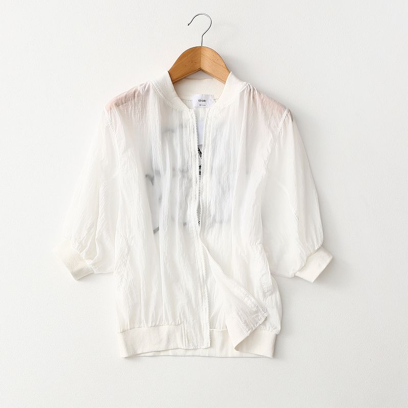 

Большая распродажа для маленьких девочек Модная куртка с пайетками на молнии в виде летучей мыши, тонкая одежда для защиты от солнца, рукав 3/4 White One size