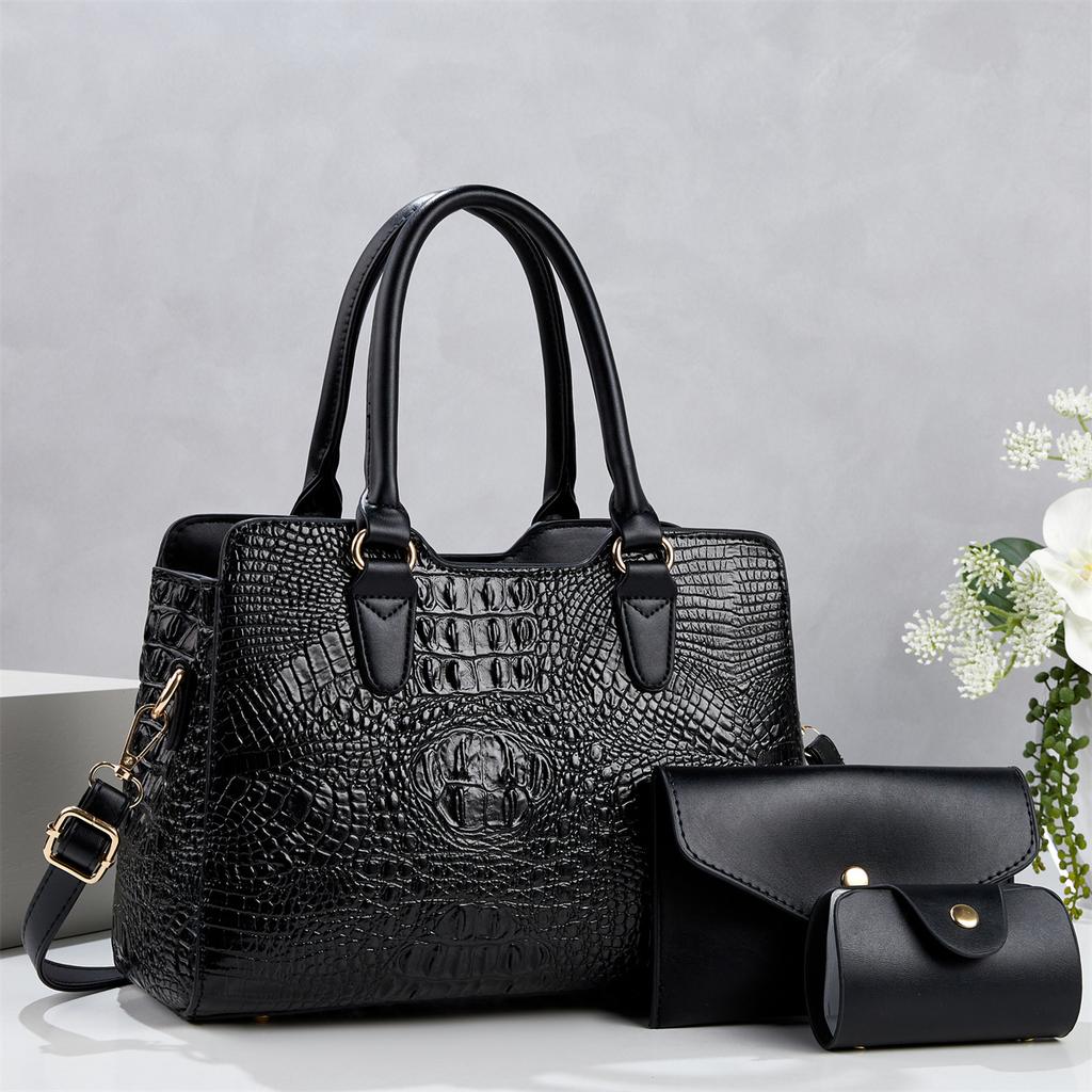 2026 New 3pcs/Set Mother-Daughter Alligator HandbagS Women's Shoulder Crossbody Bag Multi-Piece Crocodile Pattern tote bag