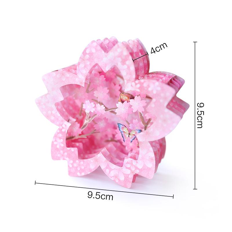 Valentine s 3D Heart-Shaped Cherry Blossom Greeting Card