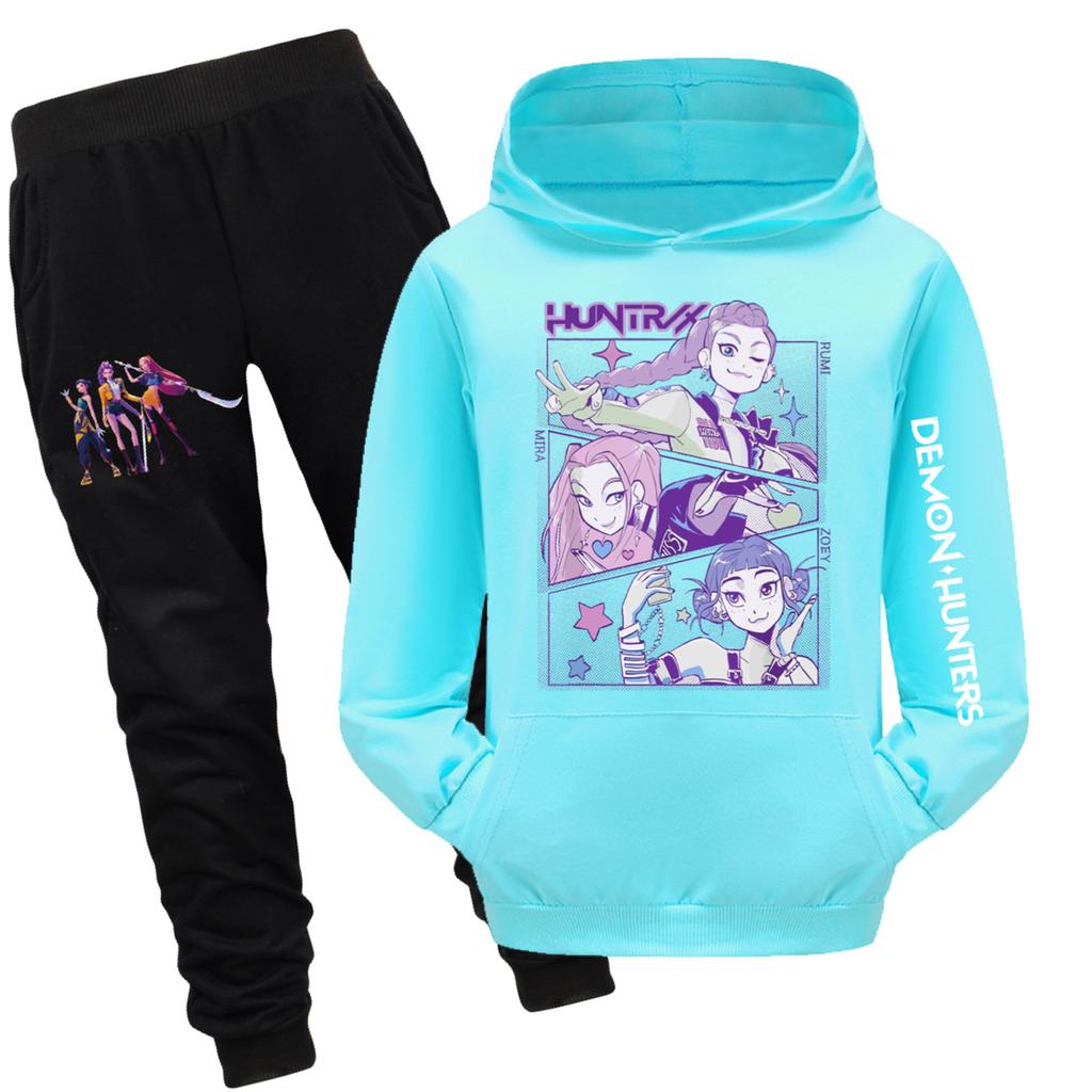 Children's Hooded Top And Pants Two-piece Tracksuit Set Long-sleeved Printed Sweatshirt Set