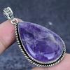 Natural Sage Amethyst Gemstone 925 Sterling Silver Jewelry Pendant 2.25" V8c15