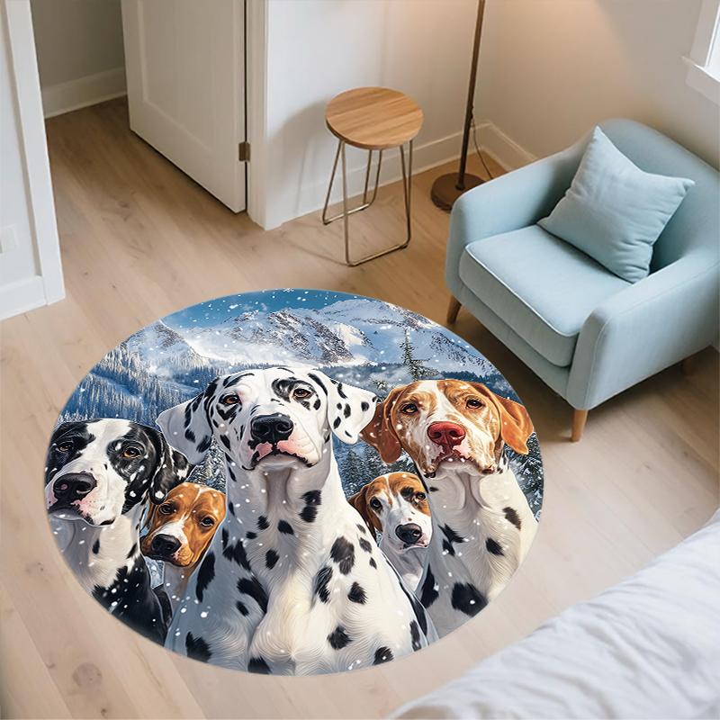 Dalmatian Pattern Round rug,Carpet Rug for Living Room Bedroom  Playroom ,Non-slip Floor Mat,Holiday Gifts and Birthday Gifts.