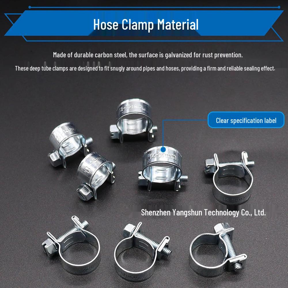 60-Piece Galvanized Mini Double Ear Clamps 7-16mm Set for Pipe and Hose Fixing