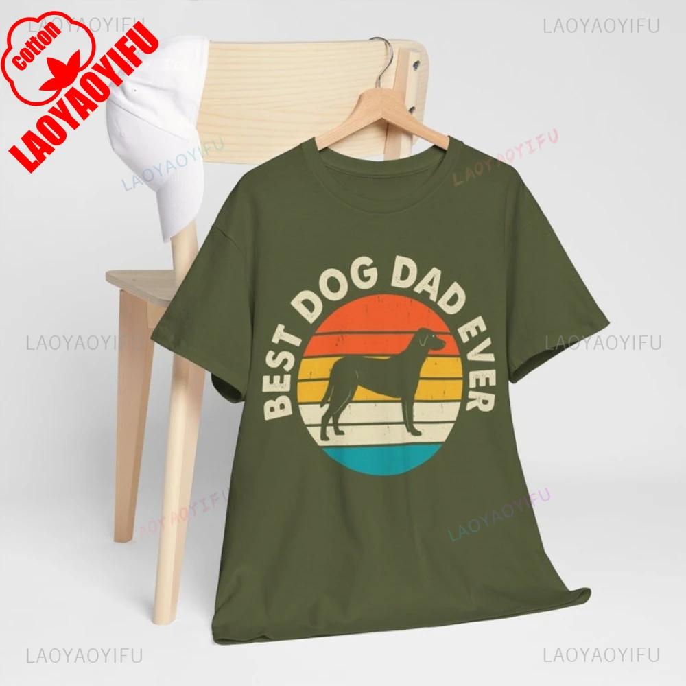 Best Dad Dog Ever Tops Tee Shirt Cartoon Patterns of Dogs Printed T Shirt Tops A Gift for Dad On Fathers Day Unisex CottonTee
