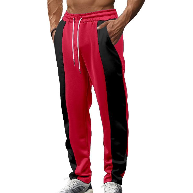 

Men s Casual Sports Loose Quick-Dry Patchwork Color-Block Drawstring Pants XXXL вина червоного кольору