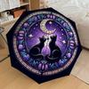 1pc Stained Glass Cats Moon Night Umbrella with Plastic Handle,Suitable for All Seasons Home Travel Outdoor UmbrellaDD063