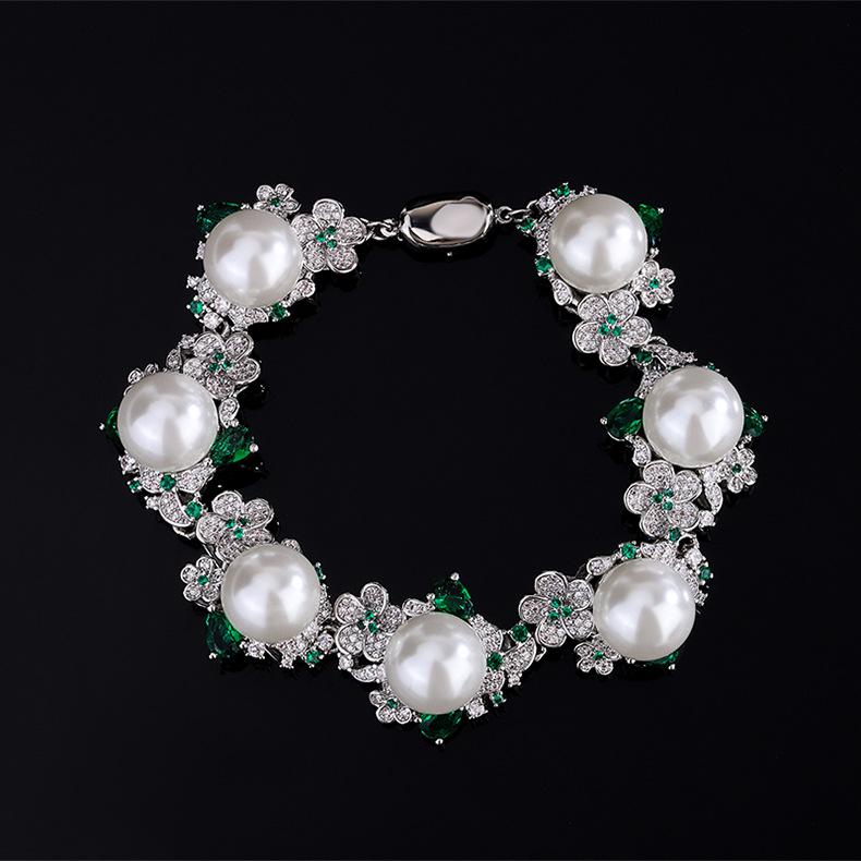 Austrian Palace Flower Pearl Bracelet Sea Water Grey Shell Freshwater Daxi Di Gong Ting Feng Women's Style