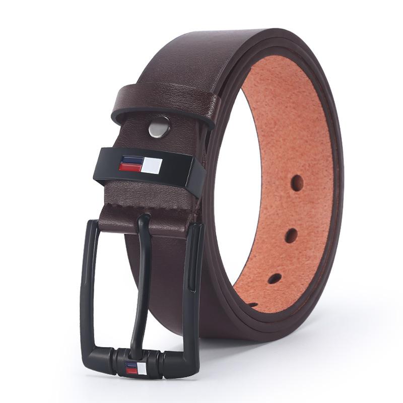 Belt Men'S Oil Drop Pin Buckle Microfiber Belt Business Belt Stall