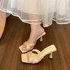 Temperament Evening wind High heel thin heel French slippers Women wear retro cool open-toed slippers in summer