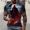 Summer Men's Casual Fashion Creative Casual Daily T-shirt Loose Casual T-shirt 3D Digital Color Printed T-shirt