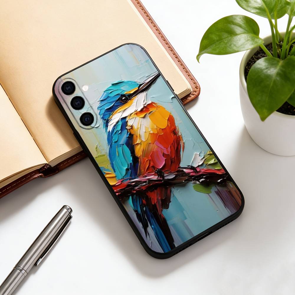 Colorful Bird Hummingbird Phone Case For Samsung Galaxy A73,A72,A71,A70,A53,A52,A51,Soft Silicone Black Cover