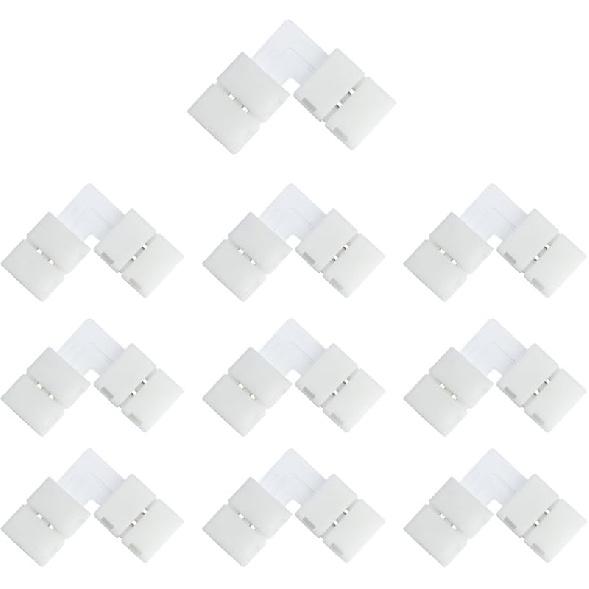 LightingWill 10pcs Pack Strip to Strip with Wire Solderless Snap Down 2Conductor LED Strip Connector for 10mm Wide 5050 5630 Single Color Flex LED