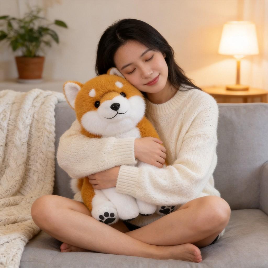 Shiba Inu Plüschtier mit PP-Baumwollfüllung für Kinder und Erwachsene Weiche Tierdekoration