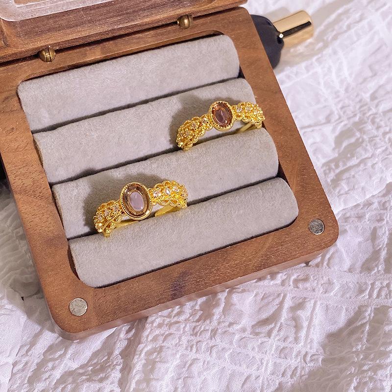 Medieval Personality Retro Fortune Imitation Opal Exquisite Opening Ring Fashion Niche Light Luxury High-End Ring Woman