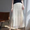 B669 Eleganter gefalteter Midi-Gaze-Rock mit hoher Taille - Frühling/Sommer-Stil