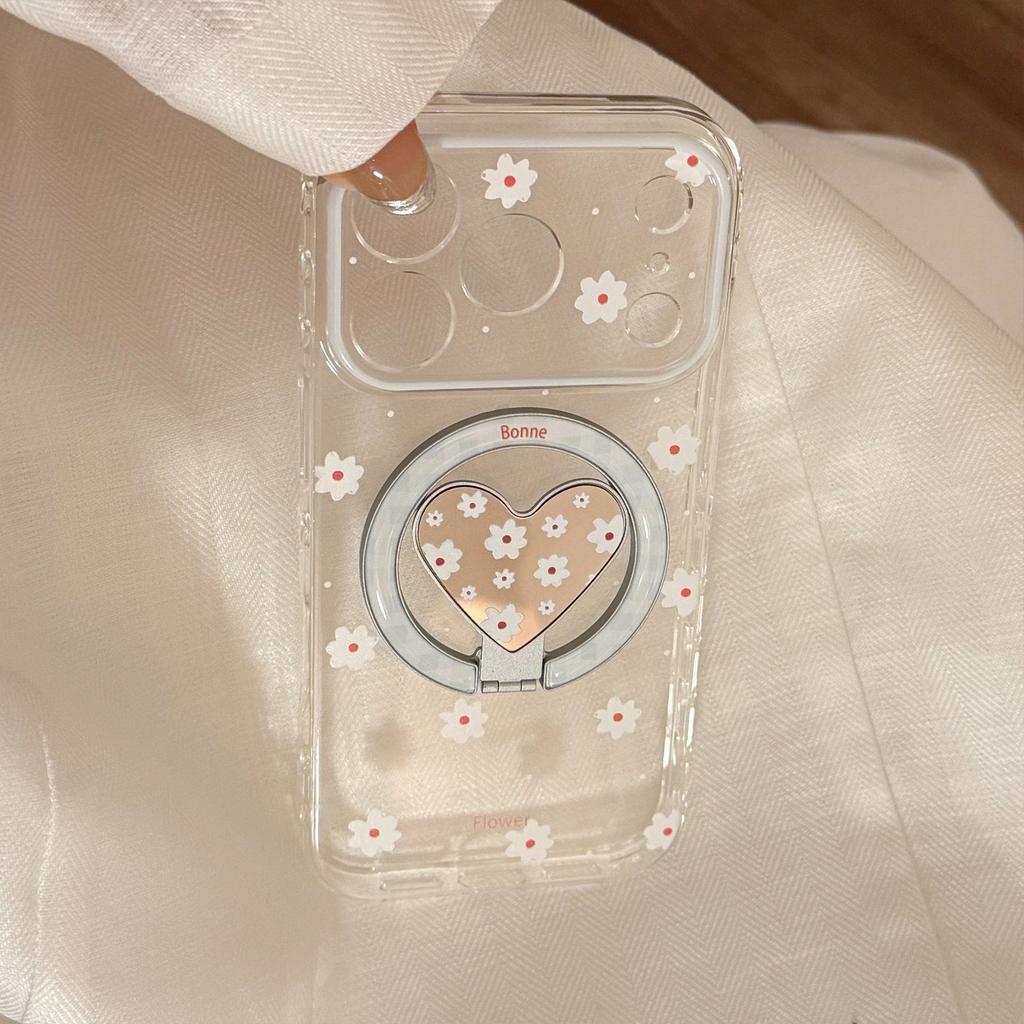 Flower Heart Stand Phone Case for iPhone 16, iPhone 17, iPhone 17 Pro Max