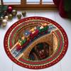 Festive Holiday Train Rug, Gift-Laden Locomotive On Circular Track Carpet, Cheerful Red & Green Mat for Nursery & Living Room