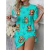 [Comfortable|Floral Prints] Comfortable Ladies' Nightgown | Short-Sleeve with Bear & Floral Prints