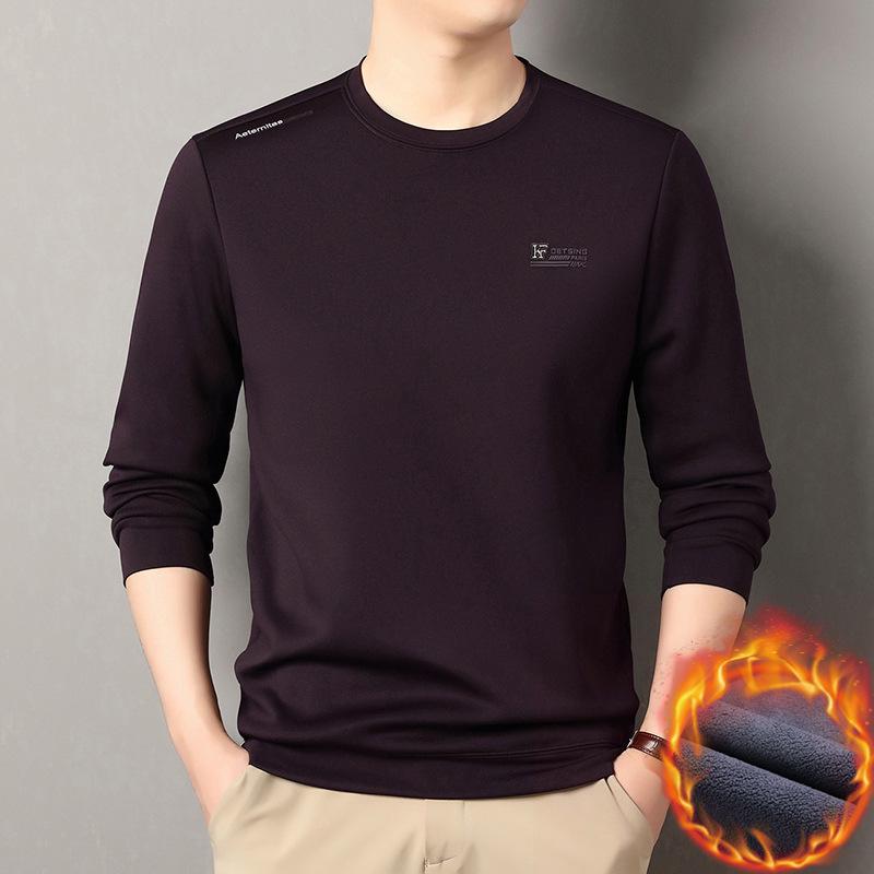 New Fashion Fleece-Lined Men's Sweatshirt: Winter-Ready, Skin-Friendly, Comfortable Long-Sleeved T-Shirt