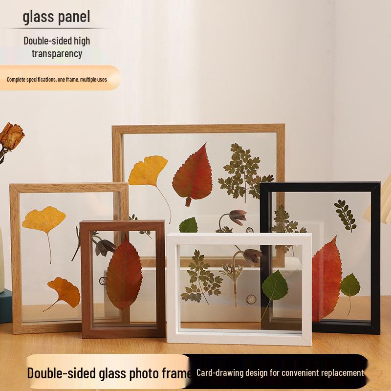 Transparent Double-Sided Glass Photo Frame for Dried Flowers and Leaves