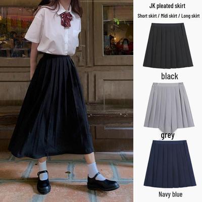 Women's High Waist A-Line Pleated Skirt - Available In Black or Gray, Summer Style, Plus Size Options, Short or Midi Length