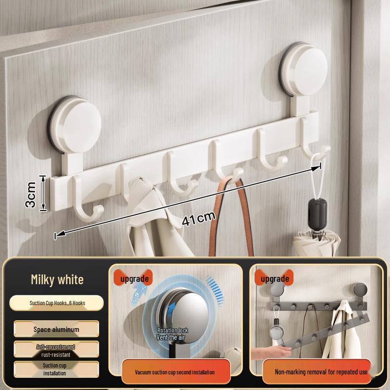 Strong Load-Bearing Suction Cup Hooks for Bathroom Wall or Door – No-Drill Clothes and Towel Rack