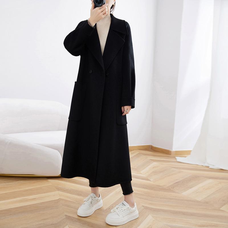 100% Wool Women Coat Autumn Wool Long Coat Handmade Pea Coat Winter Warm Wool Long Jacket Overcoat