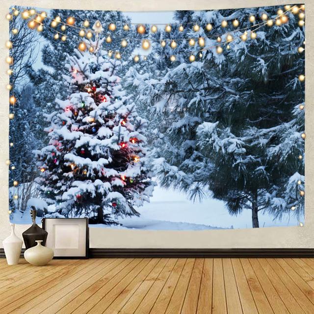 Christmas Snow Scene Santa Claus Tapestry Gift Background Decoration Tapestry Christmas Party Decoration Tapestry