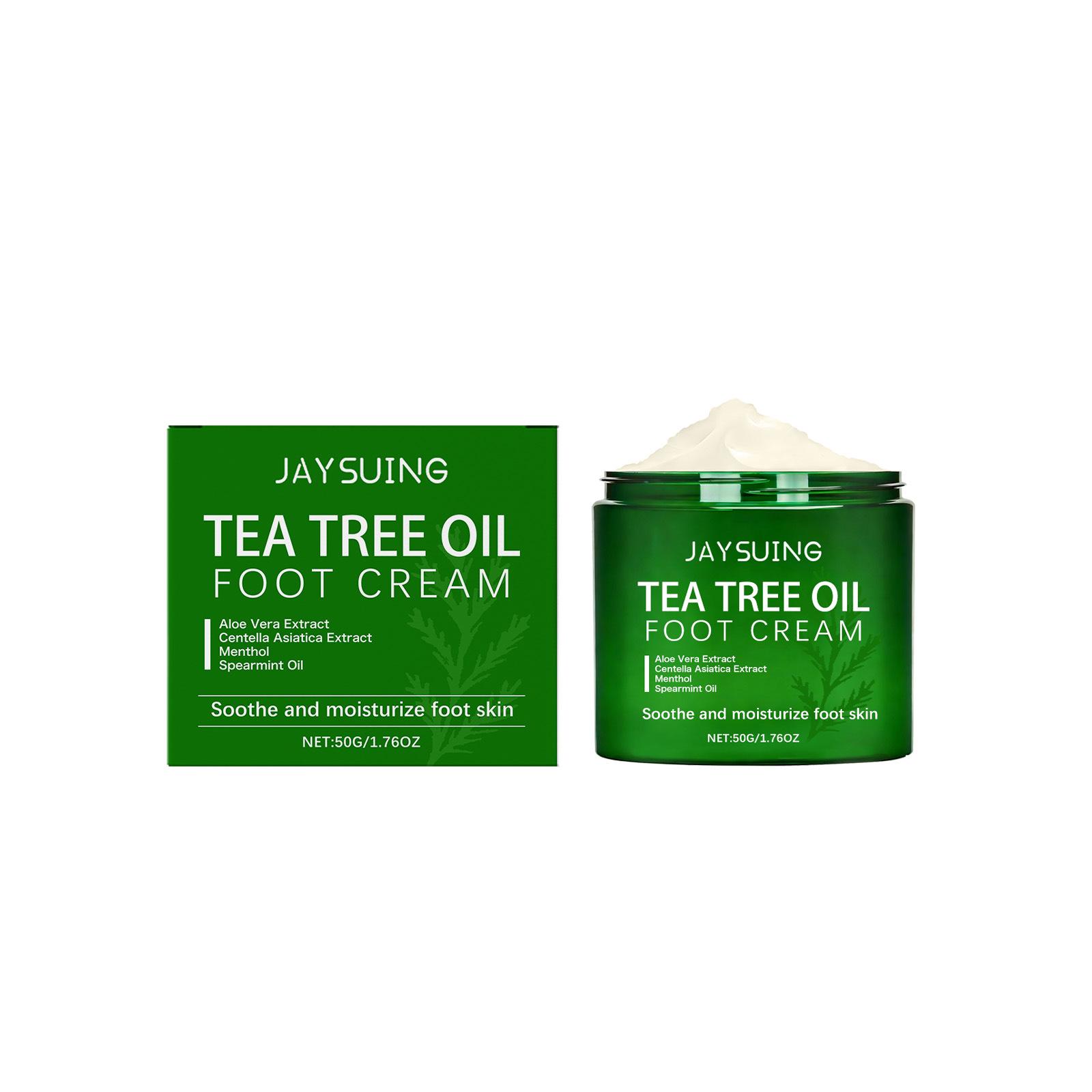 JAYSUING Tea Tree Oil Foot Cream - Moisturizing, Refreshing, Non-Sticky Plant Extract Essence for Foot Care