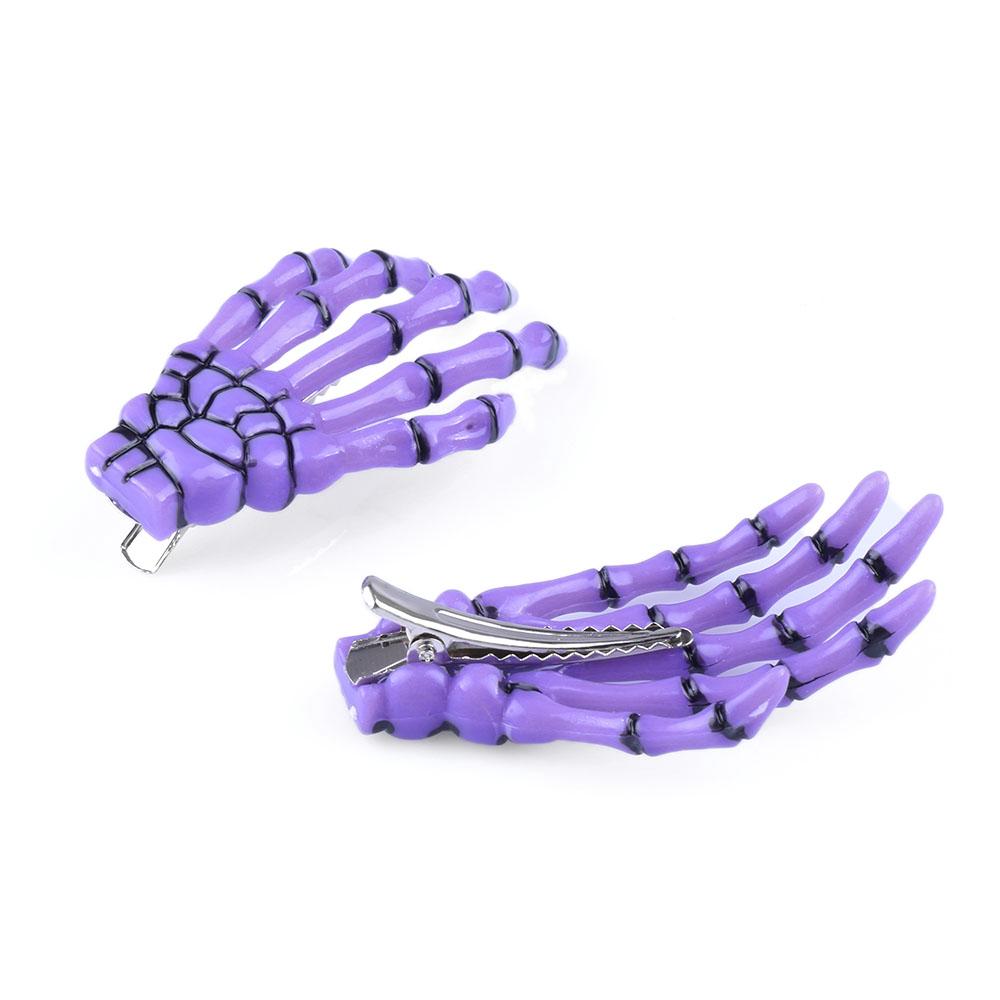 2 Pcs/Set New Skull Hand Bone Hairpin Gripper Ghost Skeleton Hair Clips Hairclips Bone Claw Hair Accessories Hairclip