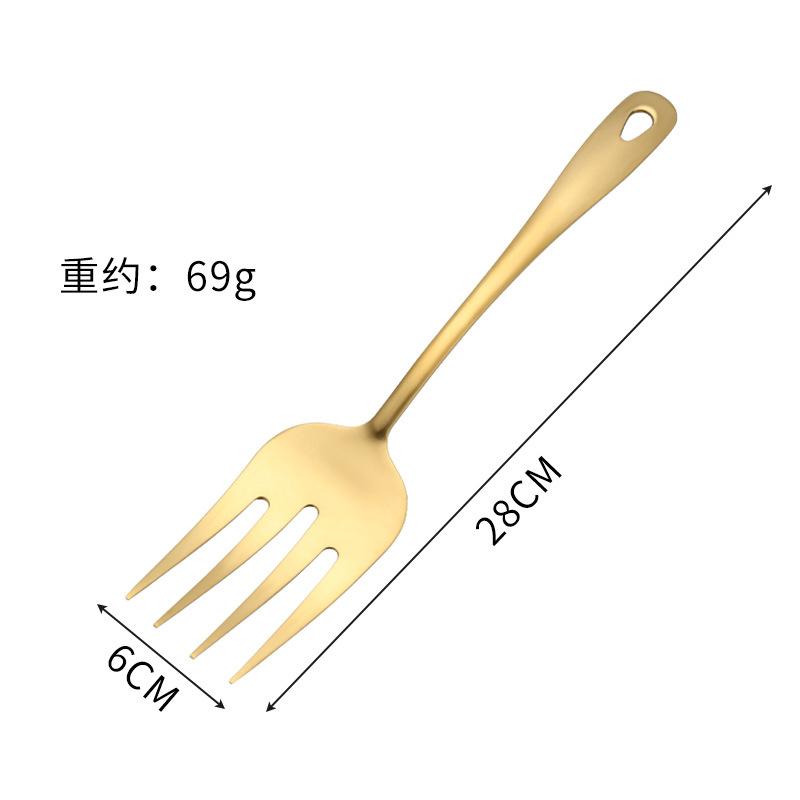 Stainless Steel Serving Kitchenware Soup Spoon Long Handle Fork Colander Cooking Spatula Buffet Cutlery Set Thicken Tableware